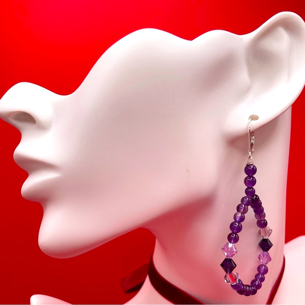 Amethyst and Crystals earrings